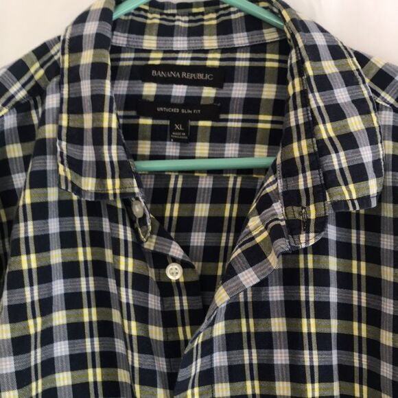 Banana Republic Mens Button Down Slim-Fit Cotton Shirt XL Plaid Business Casual - Picture 4 of 6